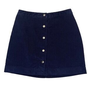 Old Navy Preppy Dark Academia Navy Blue Corduroy Button Front Mini Skirt Size 8